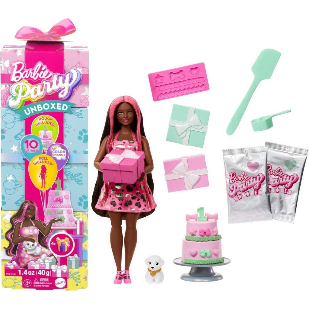 Barbie → Party Unboxed Doll → Pink Highlights → Ages 3+