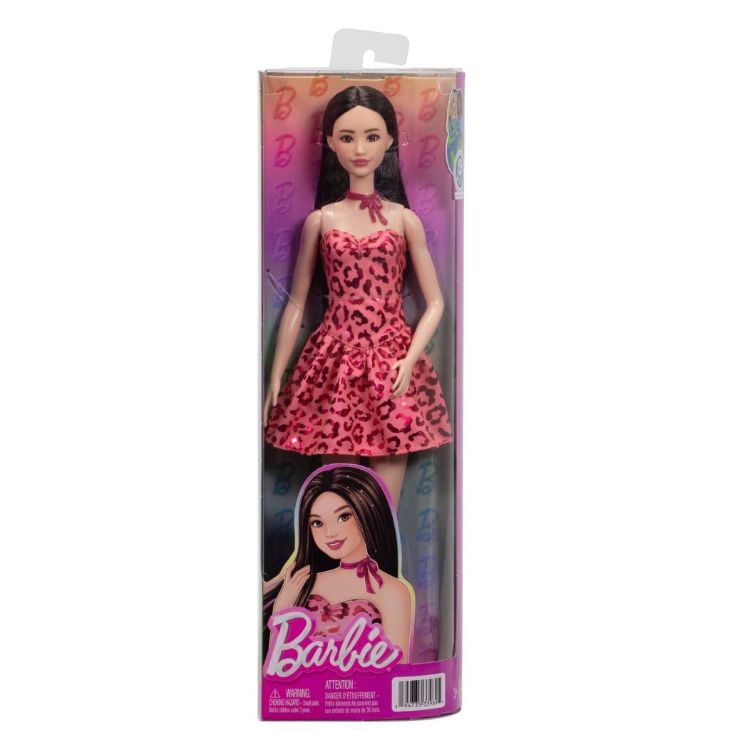Barbie Fashionistas Doll 246 with Pink Leopard Print Dress and Accessories