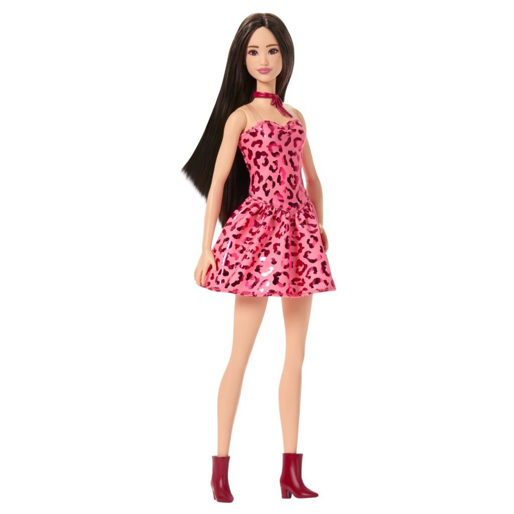 Barbie Fashionistas Doll 246 with Pink Leopard Print Dress and Accessories