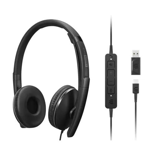 Lenovo Gen 2 - Headset - On-Ear - kabelgebunden - USB-C - Schwarz - Zertifiziert für Microsoft Teams (4XD1M45627) afbeelding 1
