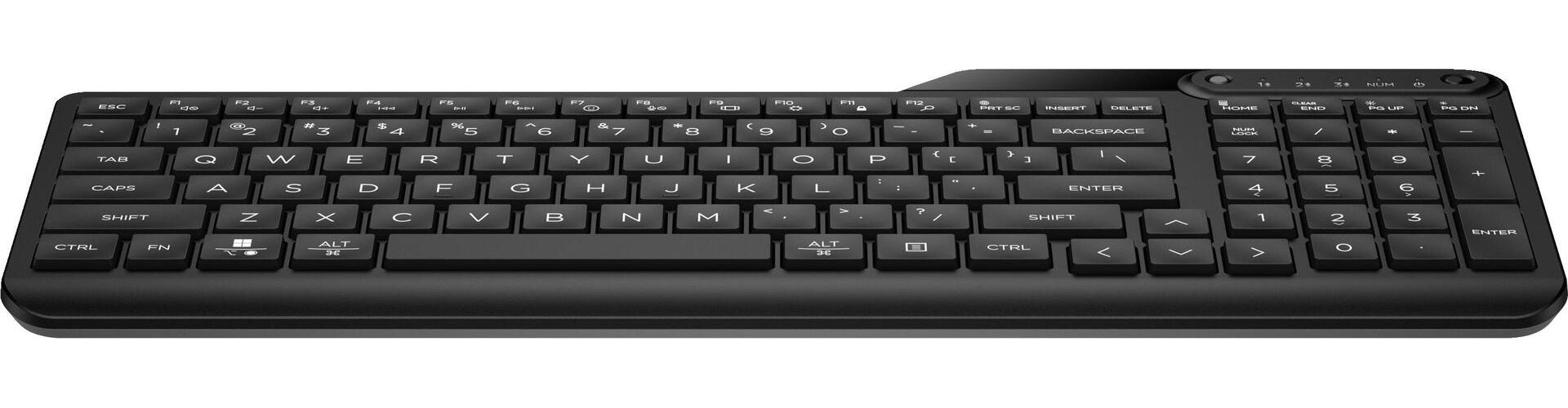 HP 460 - Tastatur - Multi-Device, schnelle Kopplung, kompakt mit Ziffernblock, 2-Zonen-Layout - kabellos - Bluetooth 5,3 - Deutsch - tiefschwarz (7N7B8AA#ABD) afbeelding 1