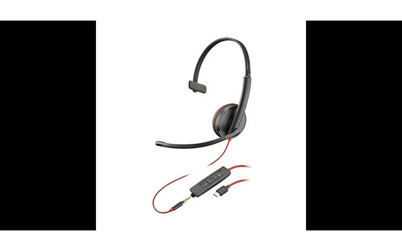 HP POLY Poly Blackwire C3225 - Blackwire 3200 Series - Headset - On-Ear - kabelgebunden - aktive Rauschunterdrückung - 3,5 mm Stecker, USB-C - Schwarz - Skype-zertifiziert, Avaya Certified, Cisco Jabber Certified (80S04AA) afbeelding 2