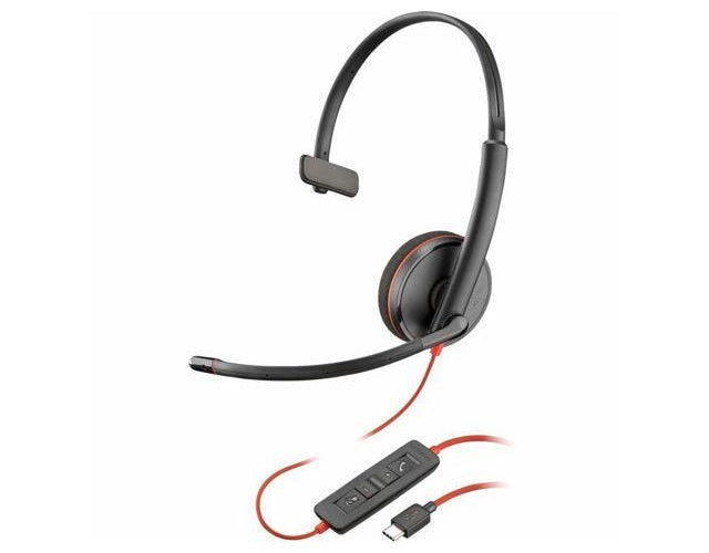 HP Inc. Poly Blackwire 3210 - Blackwire 3200 Series - Headset - On-Ear - kabelgebunden - USB-C - Schwarz - UC-zertifiziert, Zertifiziert für Skype für Unternehmen, Cisco Jabber Certified, Avaya Certified (8X214AA) afbeelding 1