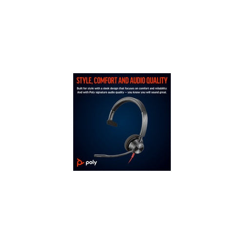 HP Inc. Poly Blackwire 3310 - Blackwire 3300 series - Headset - On-Ear - kabelgebunden - USB-A - Schwarz - Zertifiziert für Microsoft Teams, UC-zertifiziert (8X216AA) afbeelding 1