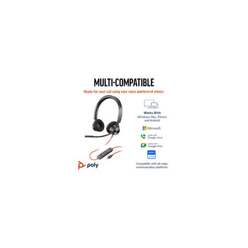 HP Inc. Poly Blackwire 3320 - Blackwire 3300 series - Headset - On-Ear - kabelgebunden - USB-C - Schwarz - UC-zertifiziert (8X219AA) afbeelding 1