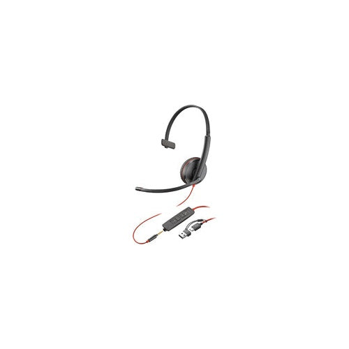 HP Inc. Poly Blackwire 3215 - Blackwire 3200 Series - Headset - On-Ear - kabelgebunden - 3,5 mm Stecker, USB-C - Schwarz - Zertifiziert für Skype für Unternehmen, Avaya Certified, Cisco Jabber Certified, UC-zertifiziert (8X227AA) afbeelding 1