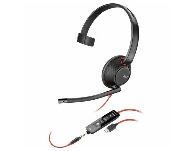 HP Inc. Poly Blackwire 5210 - Blackwire 5200 series - Headset - On-Ear - kabelgebunden - 3,5 mm Stecker, USB-C - Schwarz - Zertifiziert für Microsoft Teams, Zertifiziert für Skype für Unternehmen, Cisco Jabber Certified, Avaya Certified, Wo afbeelding 1