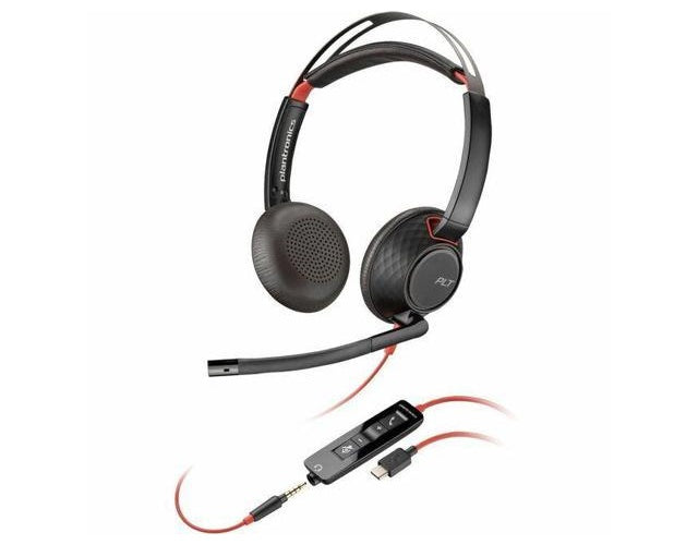 HP Inc. Poly Blackwire 5220 - Headset - On-Ear - kabelgebunden - USB-C, 3,5 mm Stecker - Schwarz - Zertifiziert für Skype für Unternehmen, Cisco Jabber Certified, Avaya Certified, Zertifiziert für Microsoft Teams, Zoom Certified, UC-zertifi afbeelding 1