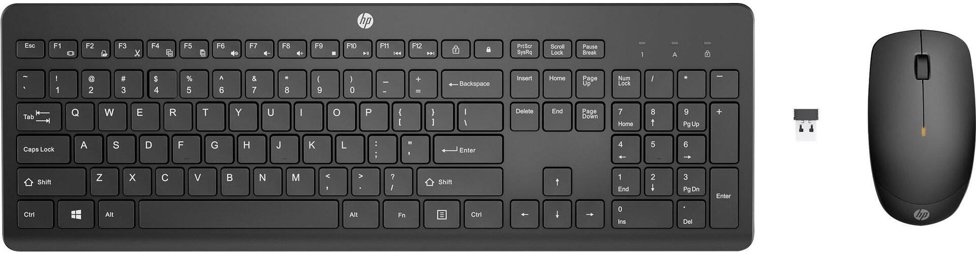 HP 235 - Tastatur-und-Maus-Set - 3-Zonen-Layout, flache Tastenreise - full size - kabellos - 2,4 GHz - QWERTY - Englisch - Schwarz - Smart Buy (1Y4D0UT#ABB) afbeelding 1