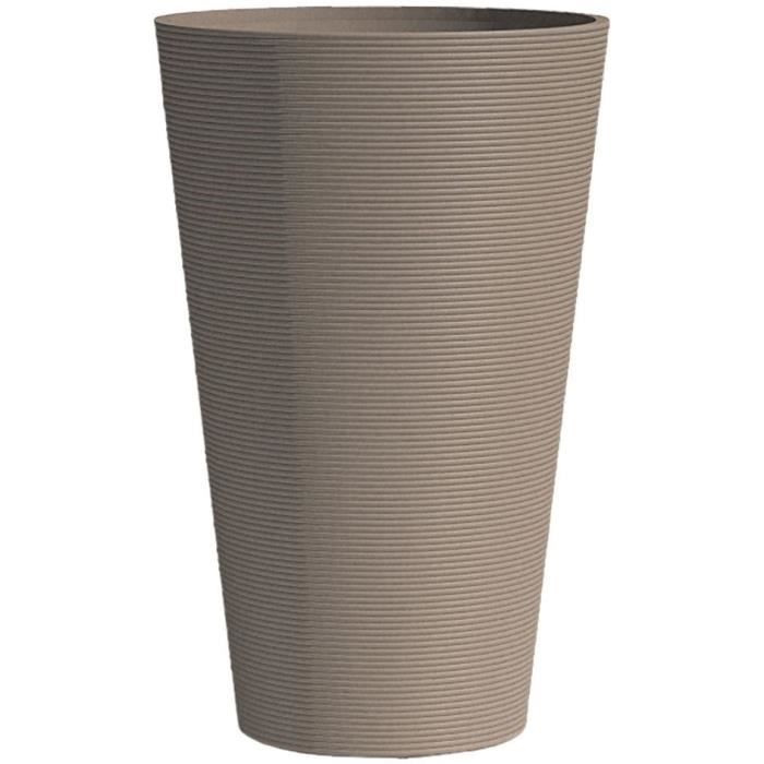 GARDEN ID Tall Flower Pot - Green Care Sense Taupe - 55 cm - 100% Recycled - UV and Frost Resistant