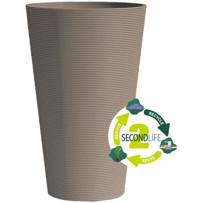 GARDEN ID Tall Flower Pot - Green Care Sense Taupe - 55 cm - 100% Recycled - UV and Frost Resistant
