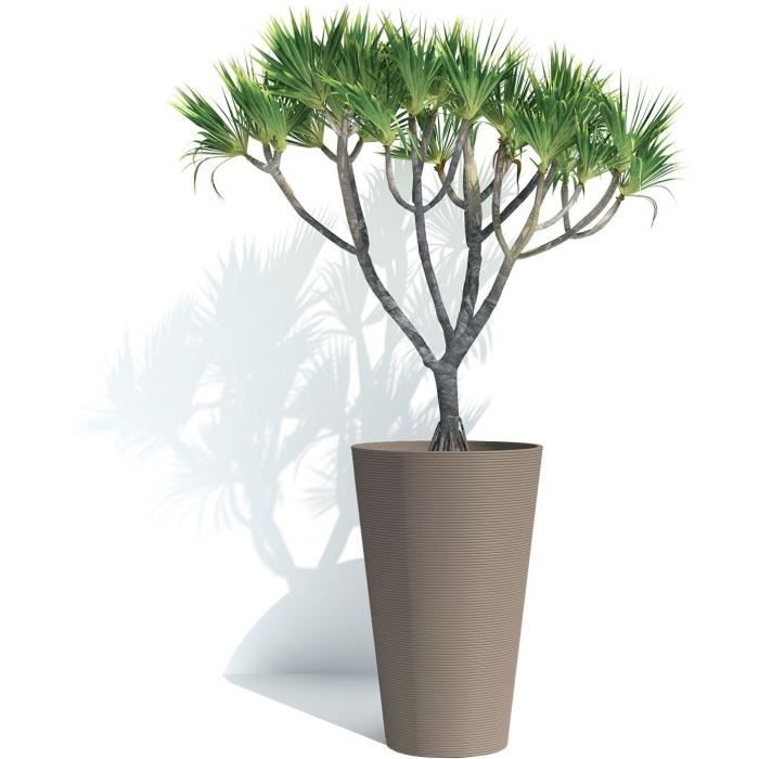 GARDEN ID Tall Flower Pot - Green Care Sense Taupe - 55 cm - 100% Recycled - UV and Frost Resistant