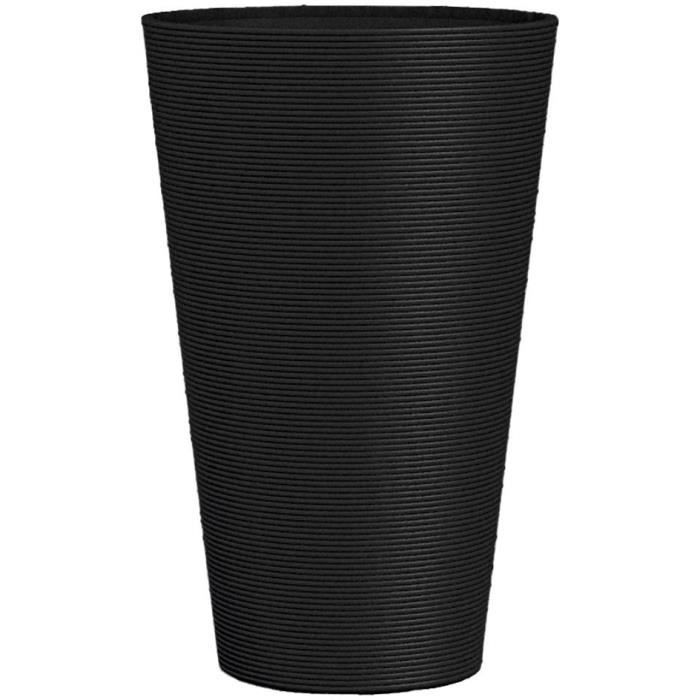 GARDEN ID Tall Flower Pot - Green Care Sense Black-Anthracite - 55 cm - 100% Recycled - UV and Frost Resistant