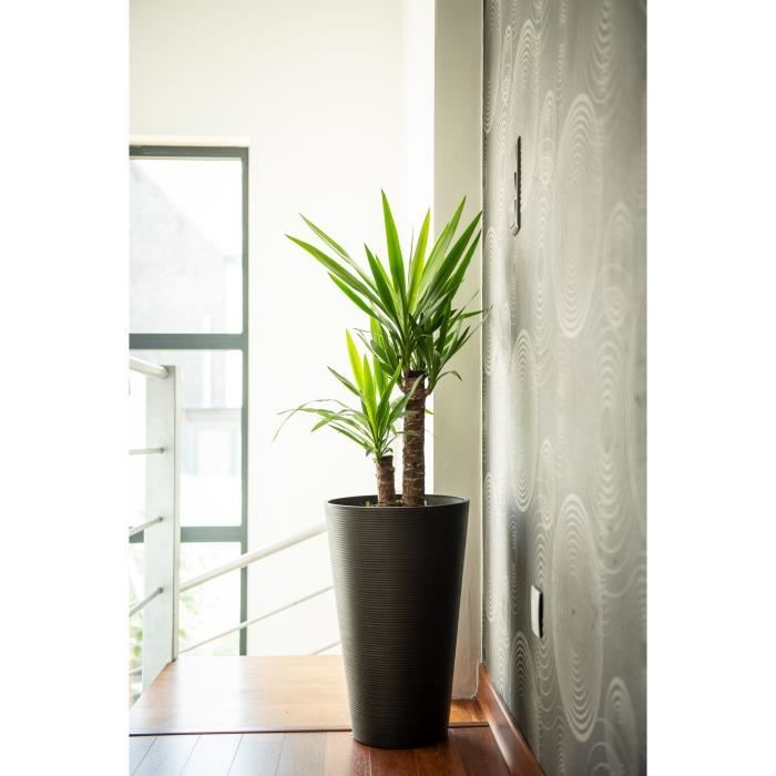 GARDEN ID Tall Flower Pot - Green Care Sense Black-Anthracite - 55 cm - 100% Recycled - UV and Frost Resistant