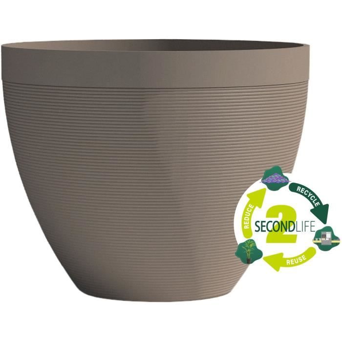 GARDEN ID Flower Pot Green Care Impact Taupe 30 x 26 cm 100% Recycled UV Frost Resistant