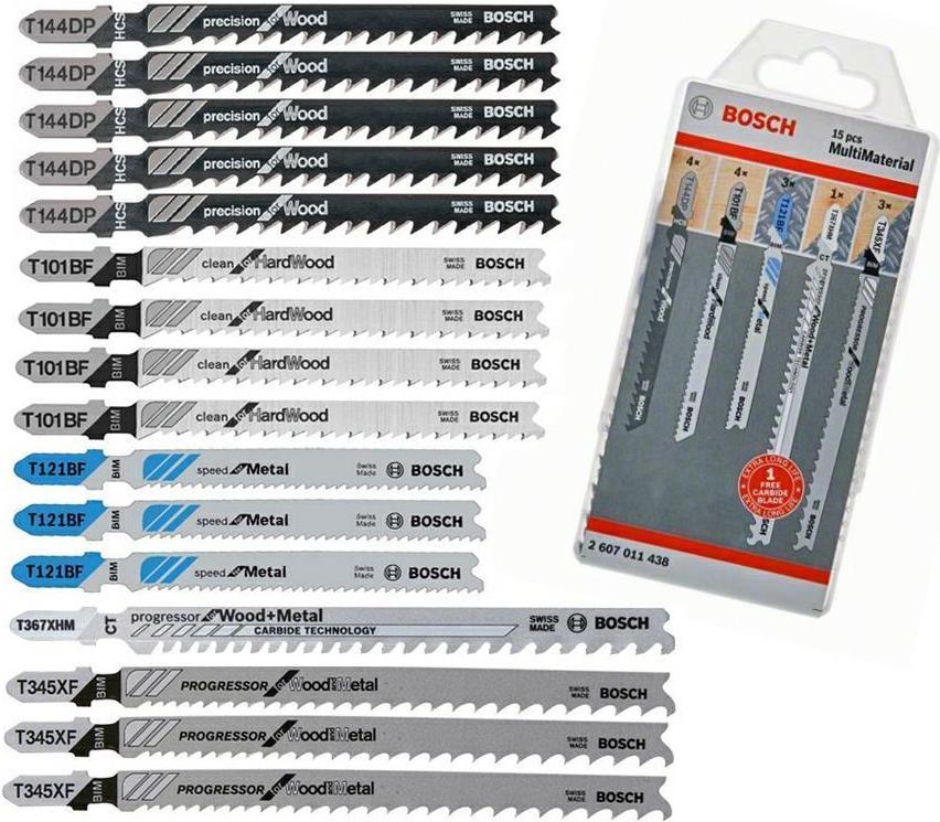 Bosch Standard for Multi Material Jigsaw Blade Set 15 pieces T-shank