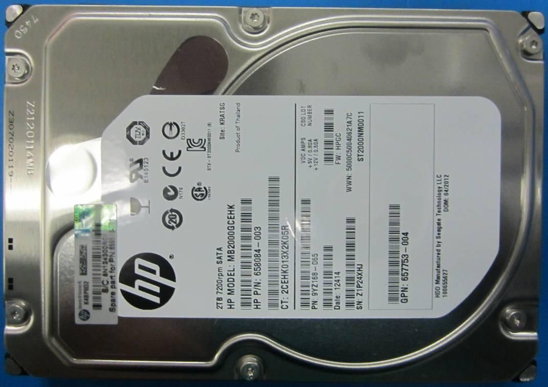 Hewlett Packard Enterprise 2TB 7.2K RPM SATA Hard Drive (659339-S21)