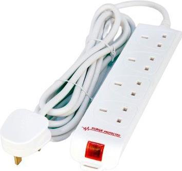 MicroConnect 4-Way UK Surge Protected Power Strip 5 m White (MC-UKSURGESTRIP4-5 M)