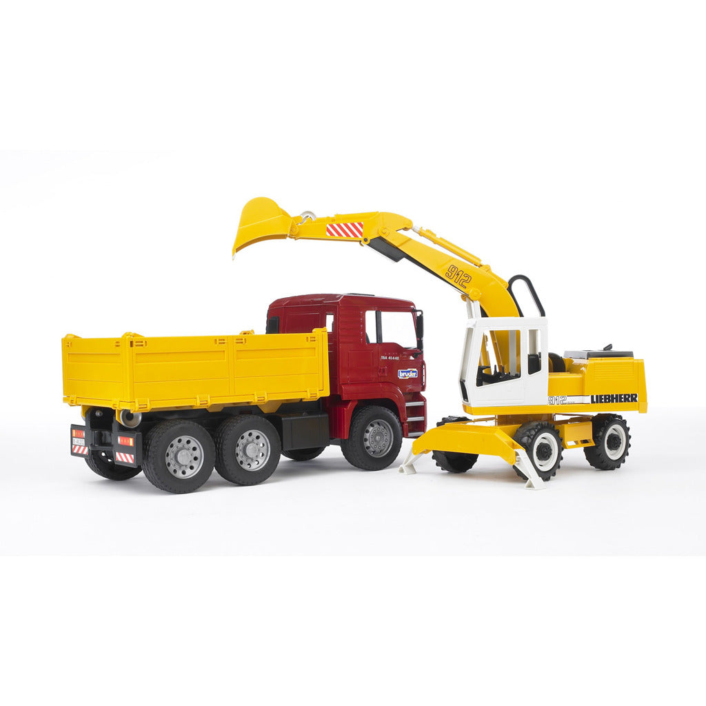 Bruder 2751 MAN TGA Dump Truck with Liebherr Excavator