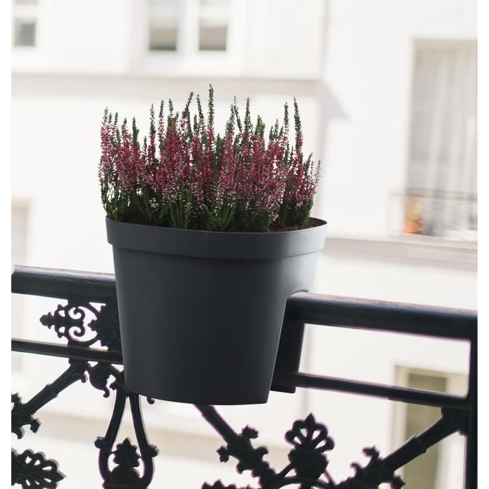 GARDEN ID Smile Balustrade Planter - Anthracite 30 cm - Fits all balustrades - Water reservoir