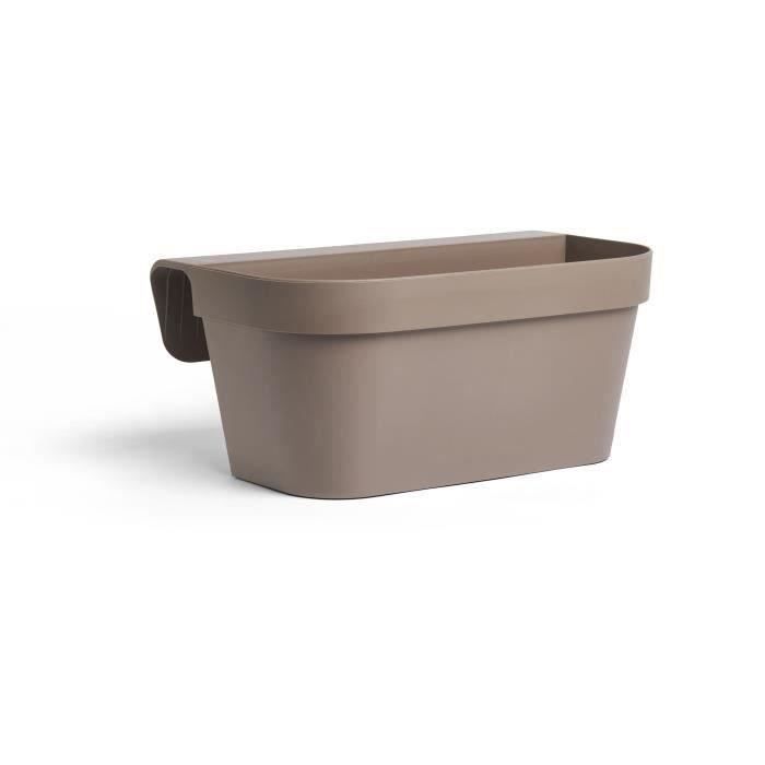 GARDEN ID Planter + Hook - Star Taupe - 50 x 21 cm - Easy to Install - Water Reservoir - Recycled and 100%