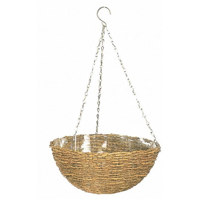 GARDEN ID Hanging Basket - 35 cm - Plastic Shell - Rustic Wicker Style