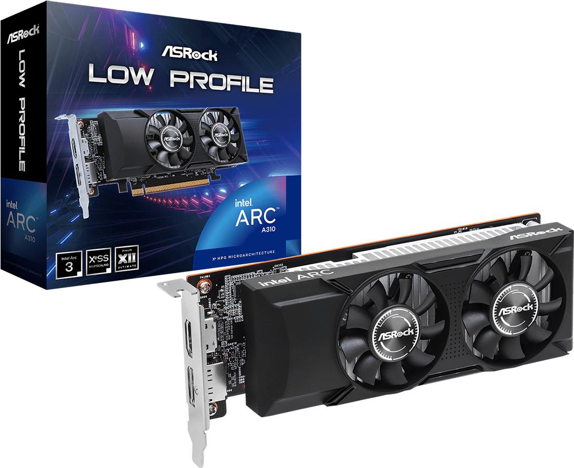 Asrock Intel Arc A310 Low Profile 4GB Graphics Card, PCI Express x8 4.0 GDDR6 90-G4NZZ-00UANF