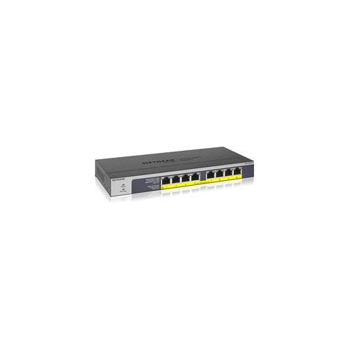 NETGEAR GS108PP - Switch - 8 x 10/100/1000 (PoE+) - Desktop, an Rack montierbar, wandmontierbar - PoE+ (123 W) - Gleichstrom (GS108PP-100EUS) afbeelding 1