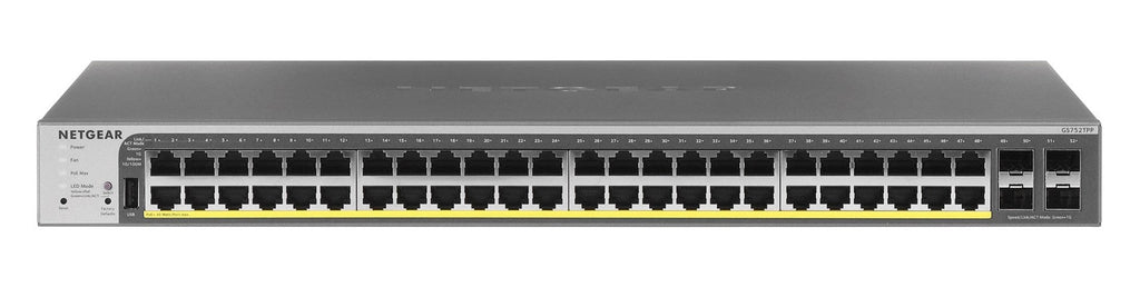 NETGEAR Smart GS752TPP - V3 - Switch - L3 Lite - Smart - 48 x 10/100/1000 (PoE+) + 4 x Gigabit SFP - an Rack montierbar - PoE+ (760 W) (GS752TPP-300EUS) afbeelding 2