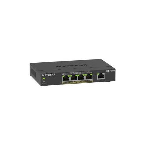 NETGEAR 300 Series GS305P - Version 3 - Switch - SOHO - unmanaged - 5 x 10/100/1000 (4 PoE+) - Desktop, wandmontierbar - PoE+ (63 W) (GS305P-300EUS) afbeelding 1