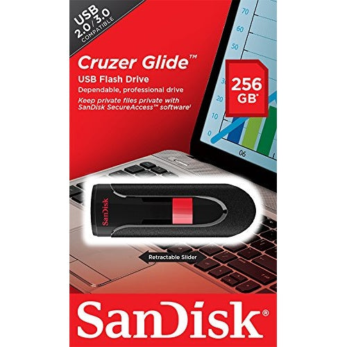 SanDisk Cruzer Glide USB-Stick 256 GB USB Typ-A 2.0 Schwarz - Rot (SDCZ60-256-B35) afbeelding 3