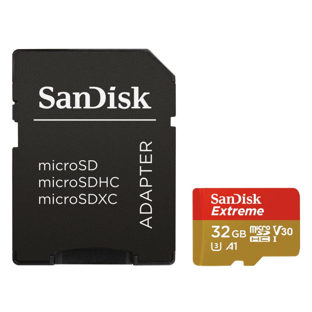 SanDisk MicroSDXC Extreme 32GB A1 V30 U3 UHS-I Class 10 R100 W60 + Adapter