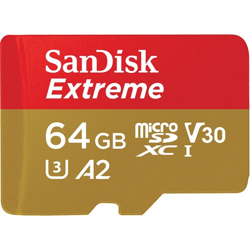 SanDisk micro SDXC karta 64GB Extreme Action Cams and Drones (170 MB/s Class 10, UHS-I U3 V30) + adaptér (SDSQXAH-064G-GN6AA) afbeelding 1