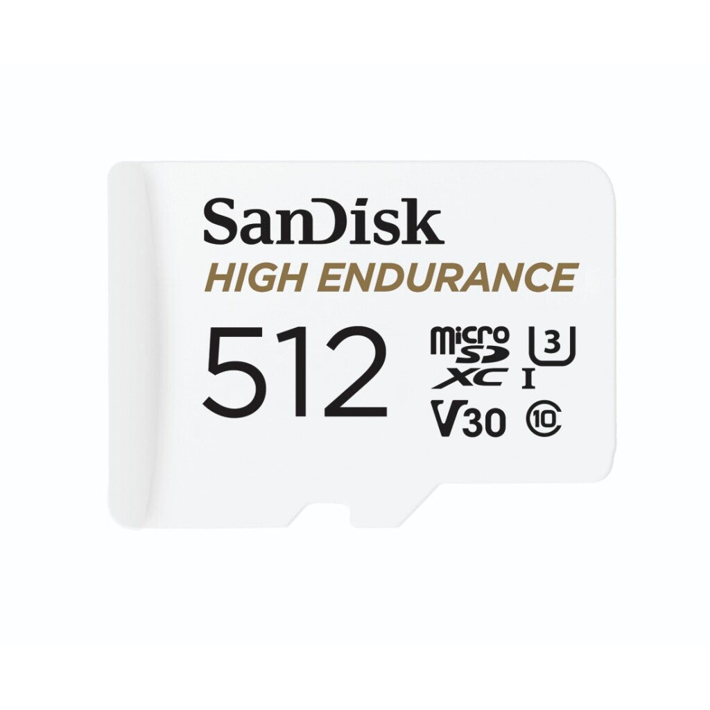Sandisk High Endurance MicroSDXC Memory Card 512GB Class 10 100 MB/s White - Ideal for Continuous Video Recording
