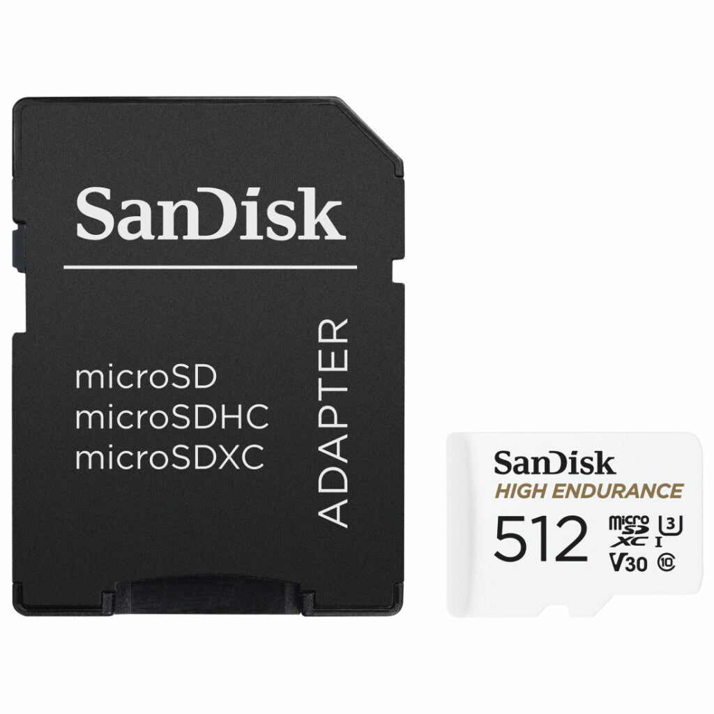 Sandisk High Endurance MicroSDXC Memory Card 512GB Class 10 100 MB/s White - Ideal for Continuous Video Recording