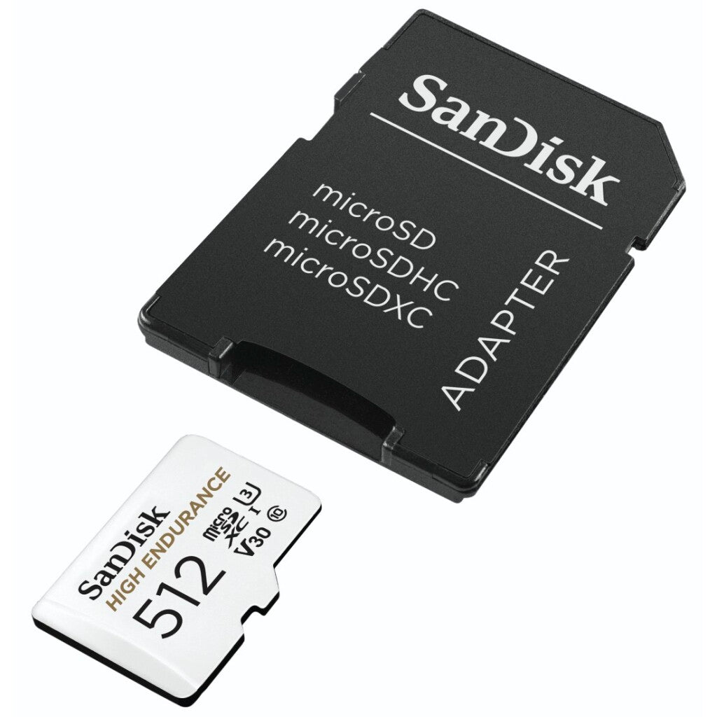 Sandisk High Endurance MicroSDXC Memory Card 512GB Class 10 100 MB/s White - Ideal for Continuous Video Recording