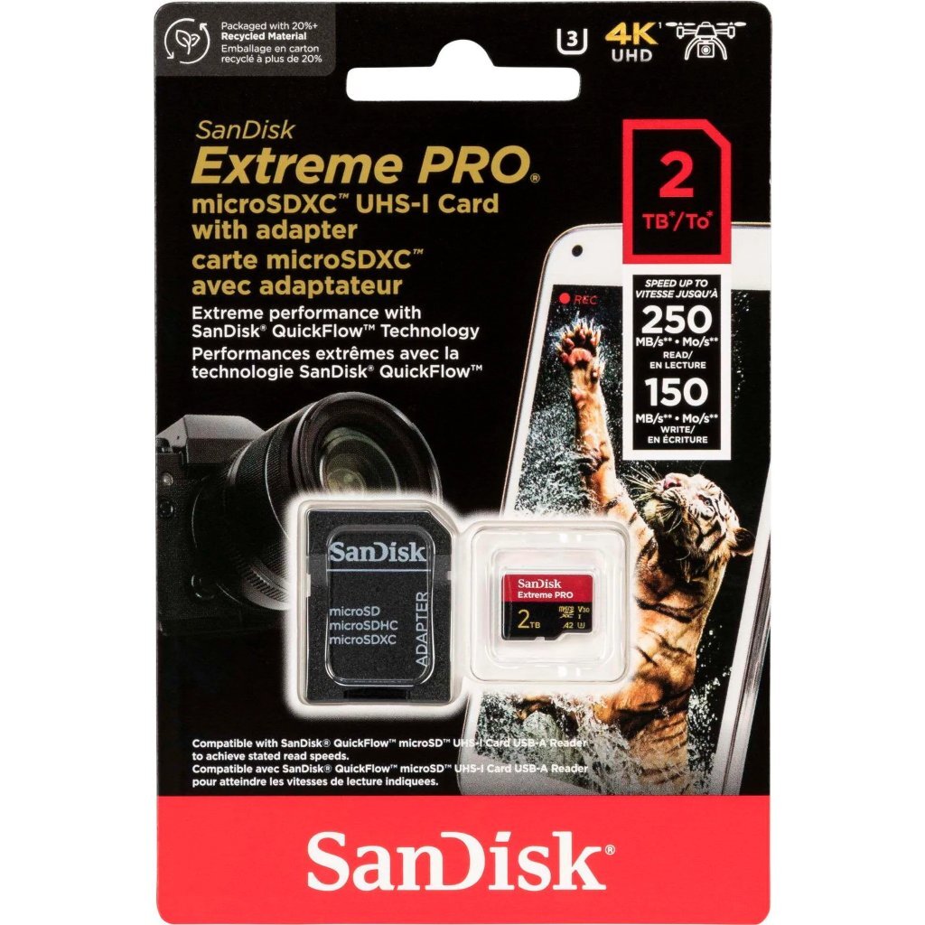 SanDisk Extreme PRO Micro SD Memory Card 2TB 250MB/s UHS-I U3 V30