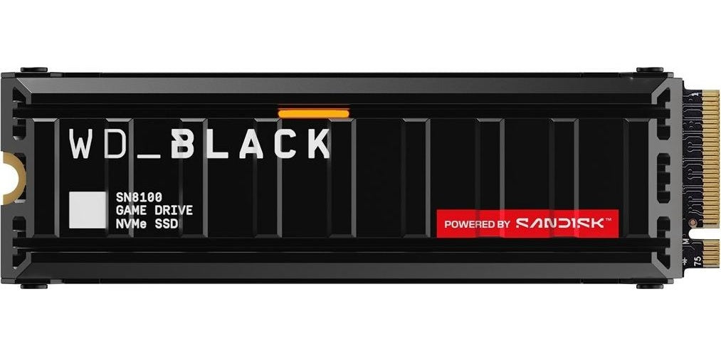 WD Black SN8100 NVMe SSD 2TB M.2 2280 W/Heatsink POWERED BY SANDISK (WDS200T1XHM-00CMT0) afbeelding 1