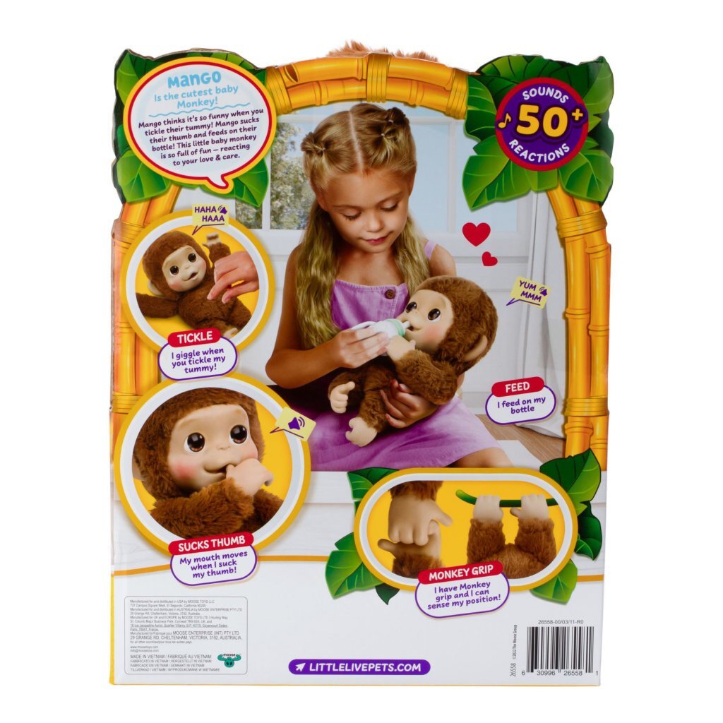 Little Live Pets My Baby Monkey with Sound - Interactive Toy for Kids 4+