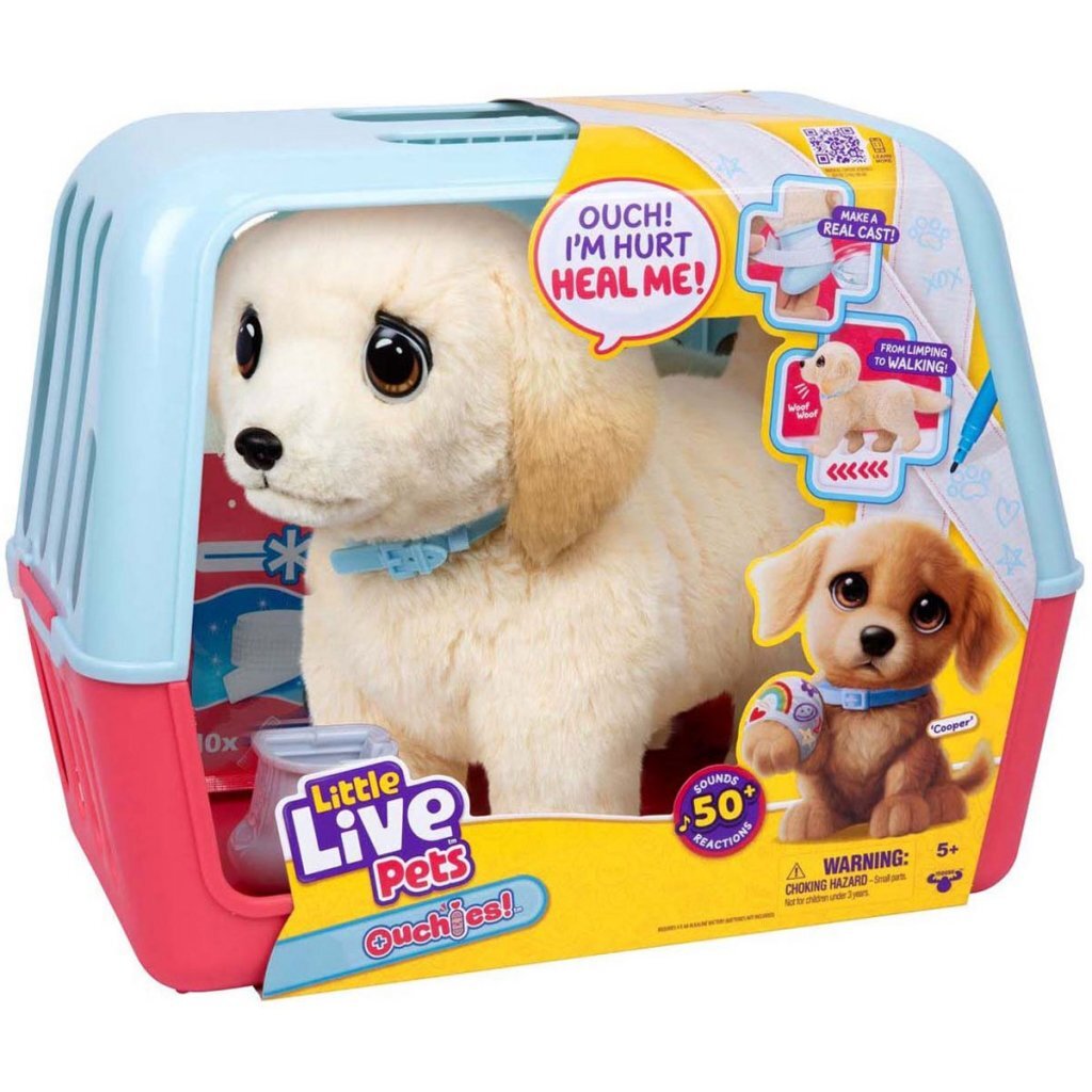 Little Live Pets Ouchies Puppy Cooper with Light and Sound - Interactive Toy for Kids 5+