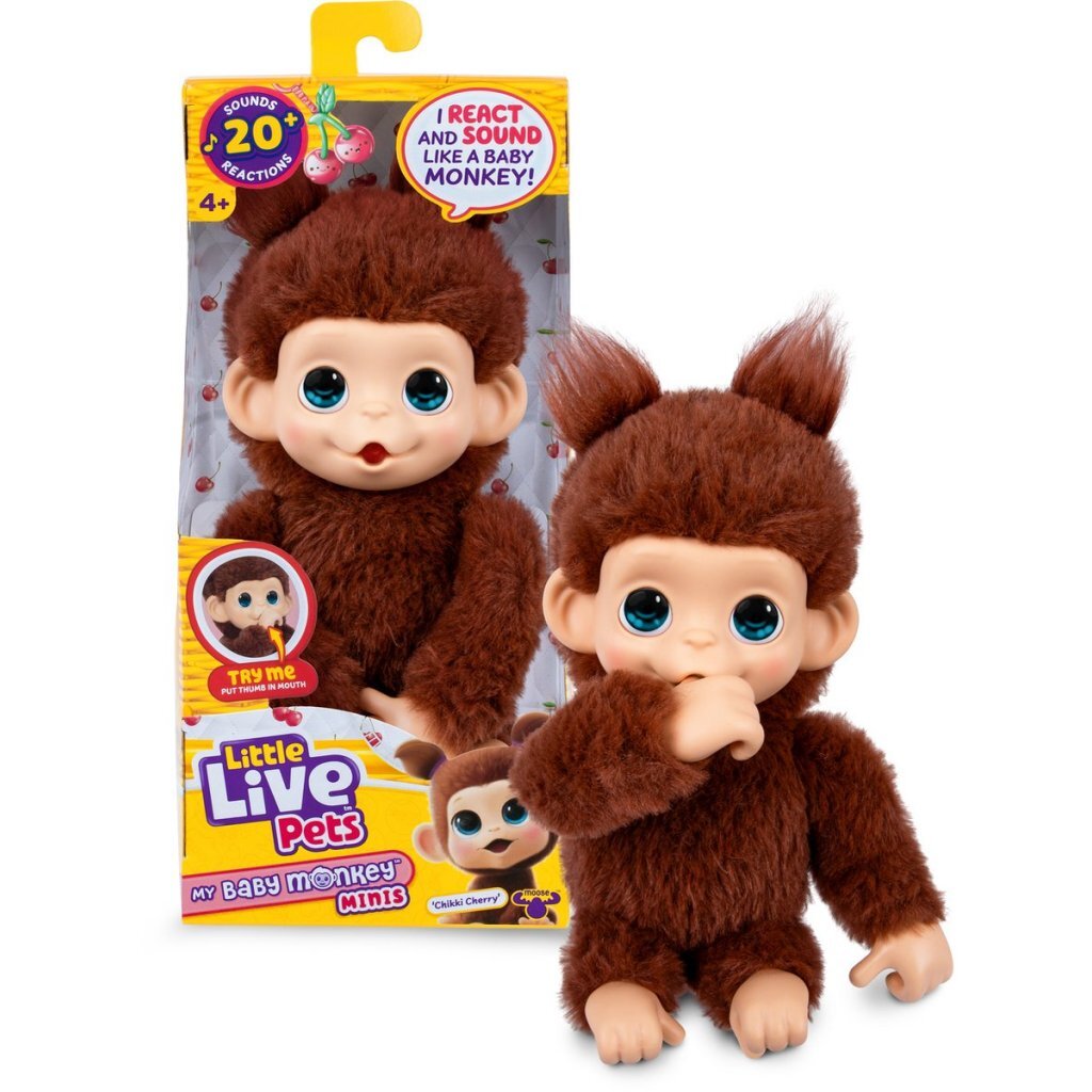 Little Live Pets My Baby Mini Monkey Cherry with Sound - Interactive Toy for Kids 4+
