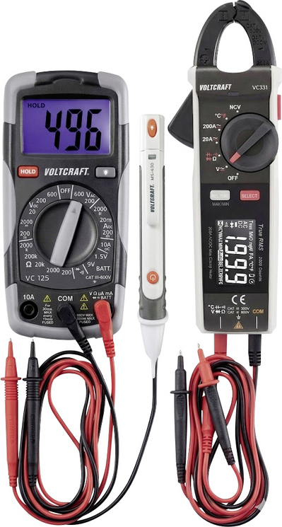 Voltcraft DT-TEST-KIT 150 Digital Multimeter Set with Current Clamp VC-331 CAT III 600V