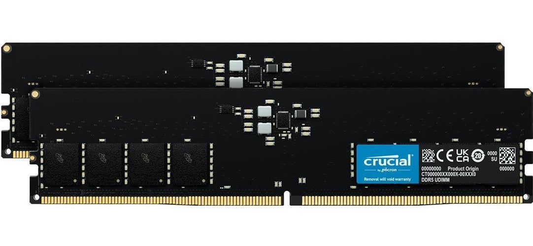 Crucial - DDR5 - Kit - 32 GB: 2 x 16 GB - DIMM 288-PIN - 4800 MHz / PC5-38400 - CL40 - 1.1 V - ungepuffert - non-ECC (CT2K16G48C40U5) afbeelding 1