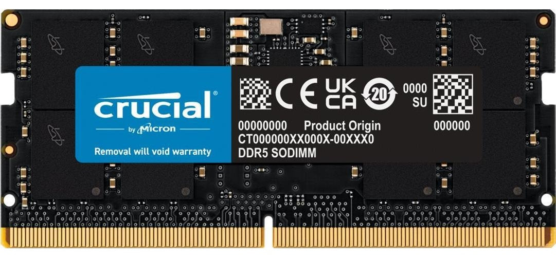 Crucial - DDR5 - Modul - 24 GB - SO DIMM 262-PIN - 5600 MHz / PC5-44800 - CL46 - 1.1 V - on-die ECC - Schwarz (CT24G56C46S5) afbeelding 1