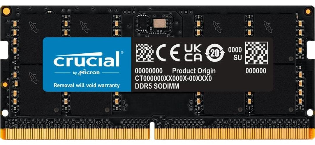 Crucial - DDR5 - Modul - 48 GB - SO DIMM 262-PIN - 2800 MHz / PC5-44800 - CL46 - 1.1 V - on-die ECC - Schwarz (CT48G56C46S5) afbeelding 1