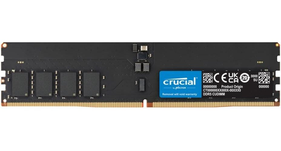 Crucial - DDR5 - Modul - 32 GB - DIMM 288-PIN - 3200 MHz / PC5-51200 - CUDIMM (CT32G64C52CU5) afbeelding 1