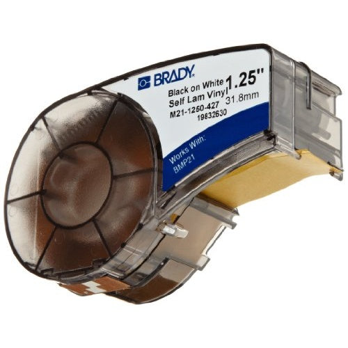 Brady, M21-1250-427, Vinyl selbstlaminierend, Schwarz auf Weiß/Transparent, 30,48mm x 4,26m, max. Kabeldurchmesser: 6mm, permanent, Endlos (110929) afbeelding 2