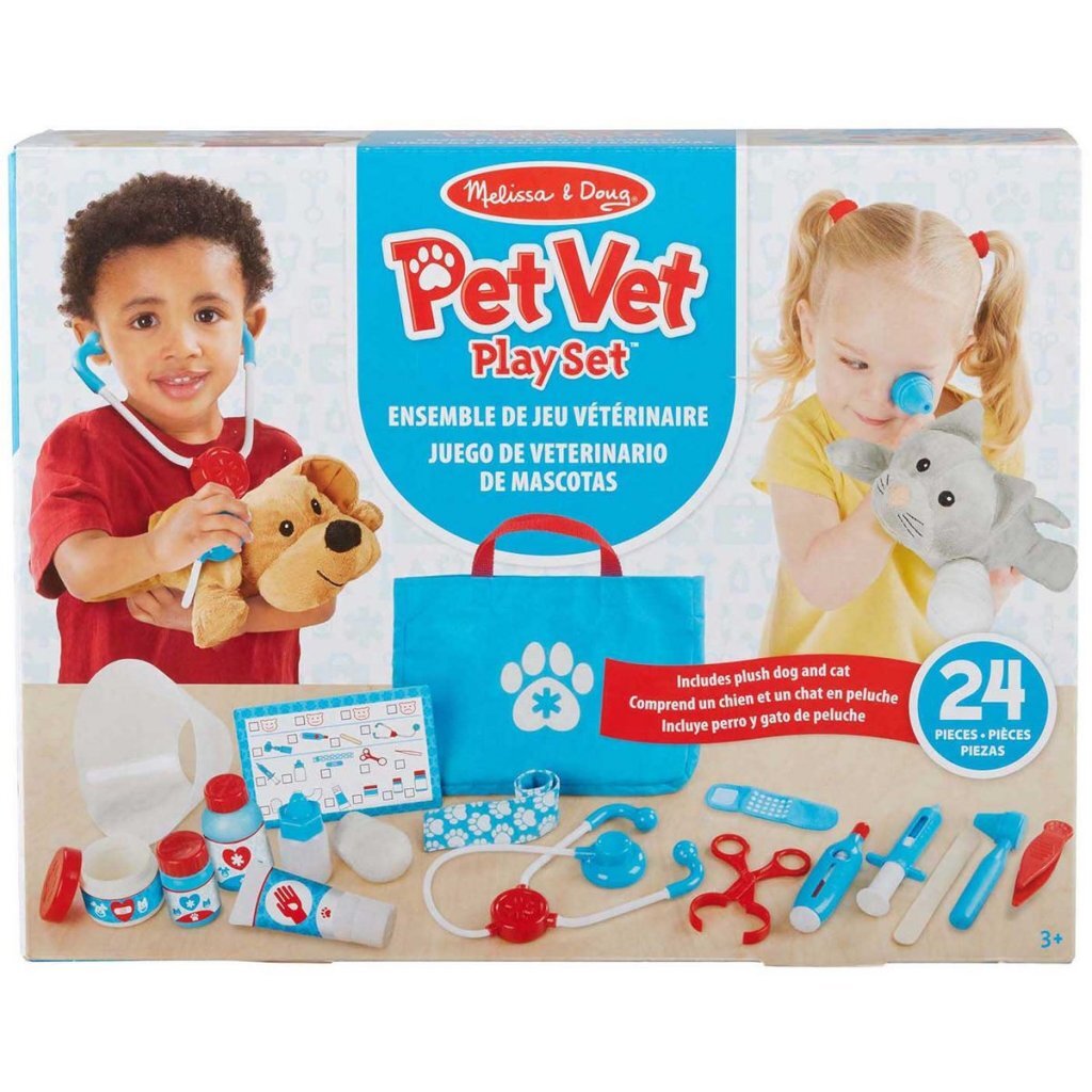 Melissa & Doug Vet Playset with Plush Pets and Accessories - Suitable for Ages 3+