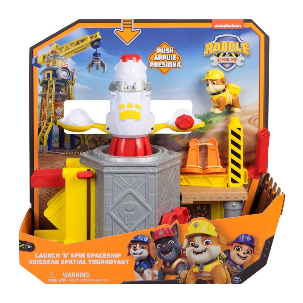 Paw Patrol Rubble & Crew Launch & Spin Spaceship Playset for Kids 3+