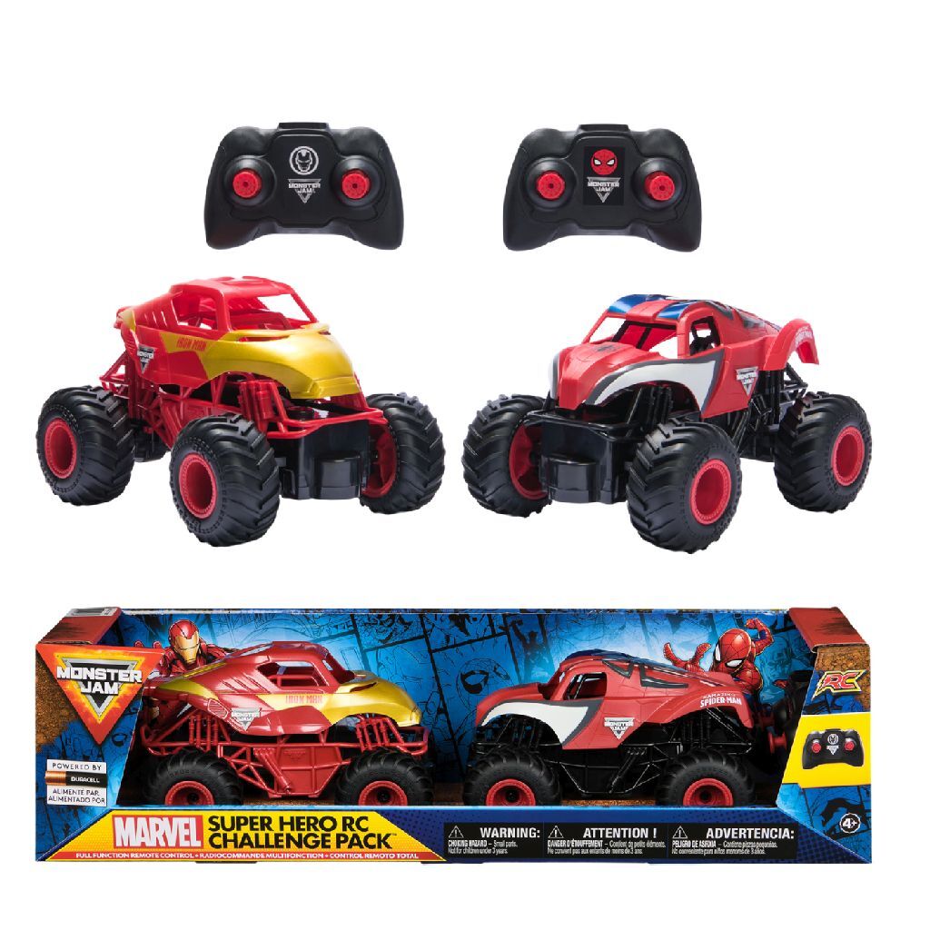 Monster Jam RC Pack Spiderman & Iron Man Dual Joystick Control